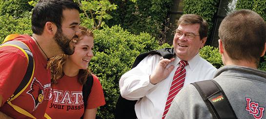 President Dietz conversing with students
